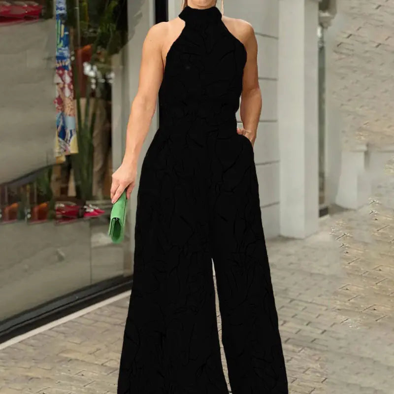 Elegant High Waist Lace-Up Sleeveless Jumpsuit