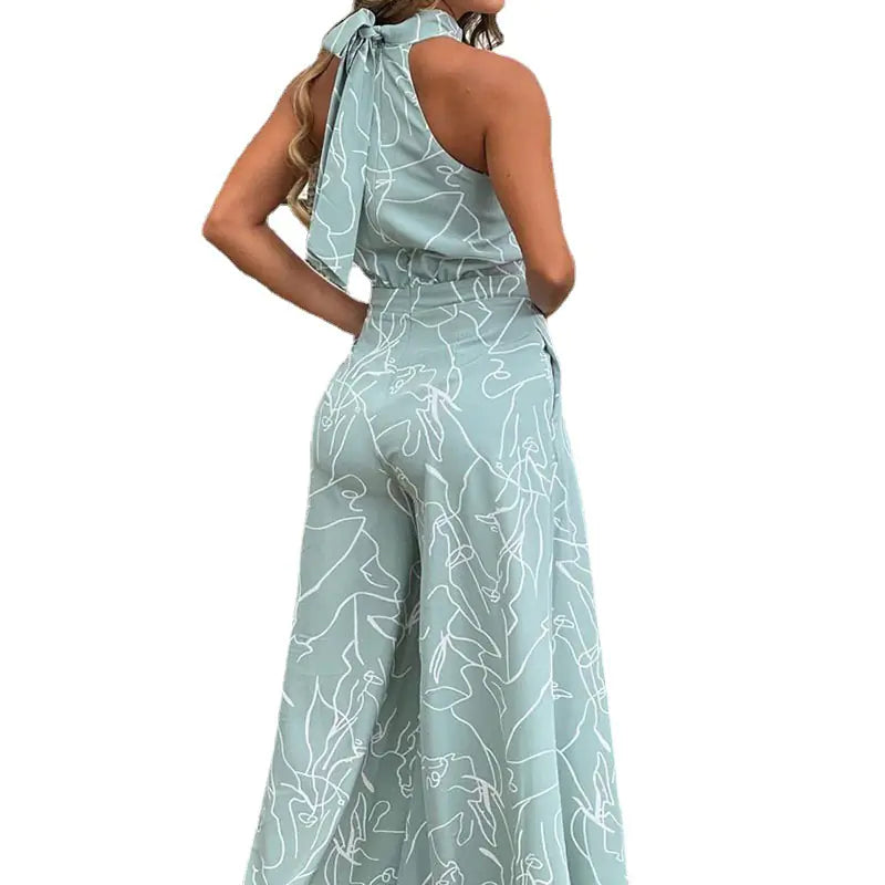 Elegant High Waist Lace-Up Sleeveless Jumpsuit